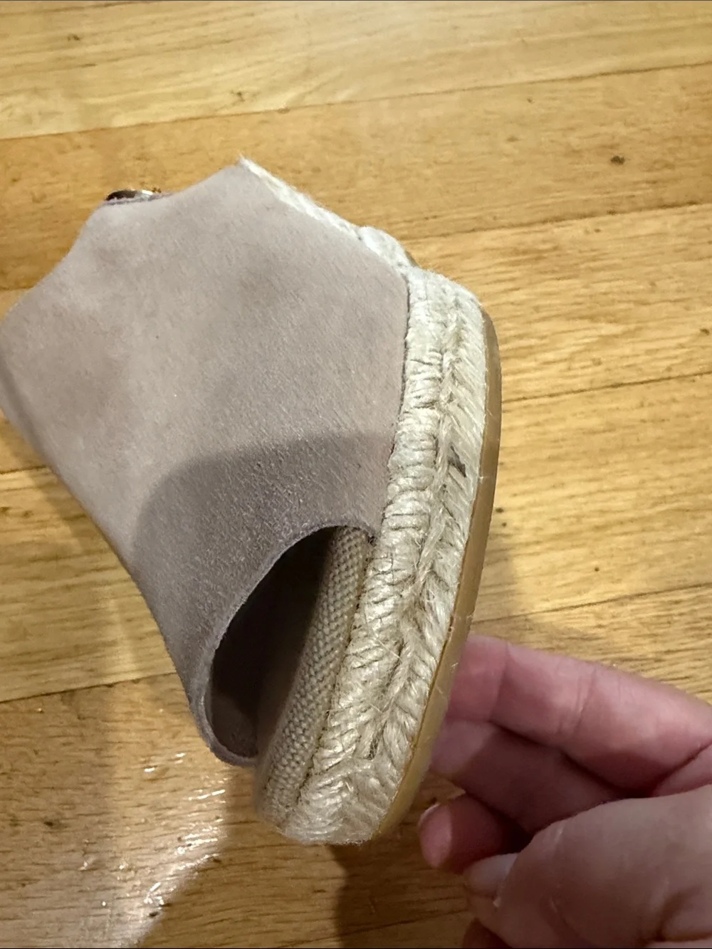 Kanna Womens Taupe Suede Espadrille Wedge Sandals - Open Toe
